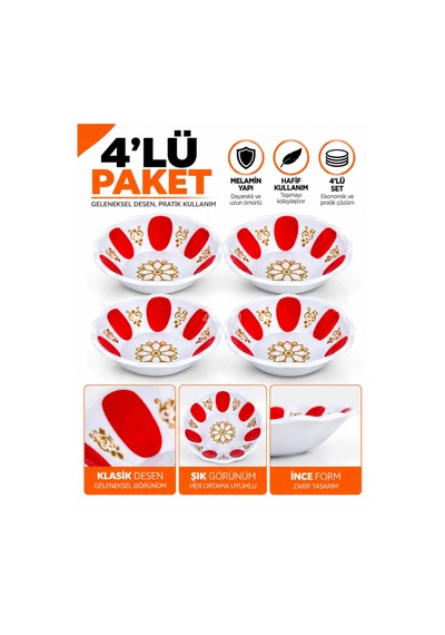 Geleneksel Çay Tabağı - Çay-kahve Bardak Altlığı 3-4-6-8 Li Kırmızı