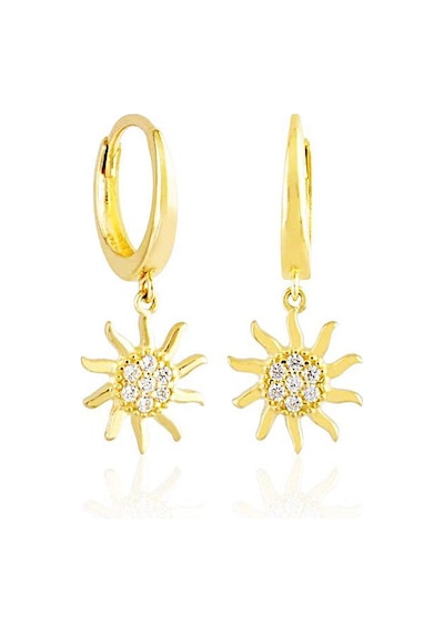 Sembol Gold Sallantılı Altın Güneş Küpe 14K Gold