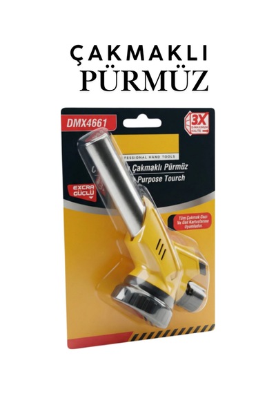 Çakmaklı Pürmüz Dmx4661 - Kamp Piknik Mutfak Tipi Otomatik Ateş Tutuşturucu Pürmüz Başlık + 1 Kartuş Sarı Sarı
