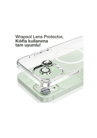Apple Uyumlu iPhone 15 Plus Yeşil Kamera Lens Koruyucu Kolay Uygulama Aparatlı