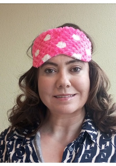 Caş Dekorasyon Koyu Pembe Renkli Benekli Peluş Uyku Bandı Koyu Pembe
