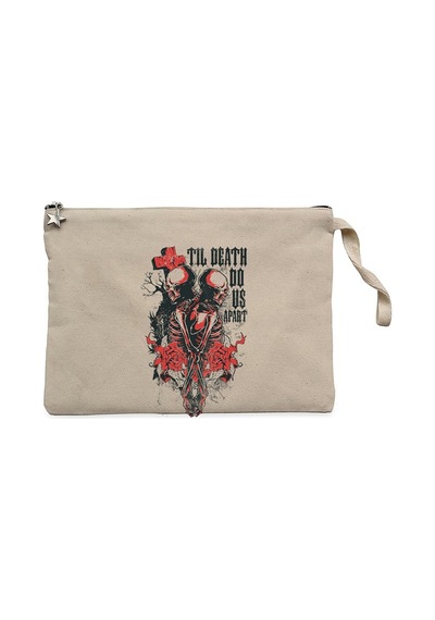 Red Death Skull Krem Clutch Astarlı Cüzdan / El Çantası Krem