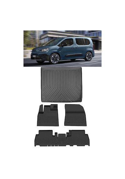 Sahler Fiat Doblo 2023 Ve Sonrası 4.5d Paspas Ve 3d Rizline Seperatörsüz Bagaj Havuzu Set