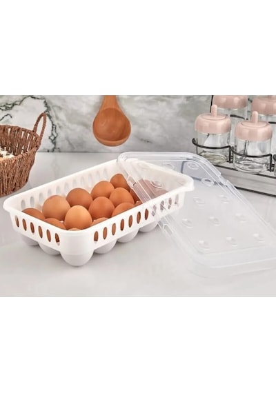 Yumurta Saklama Kabı 15'li 1 Adet , Steril Yumurtalık, Kapaklı Yumurta Organizeri Plastik Beyaz Diğer