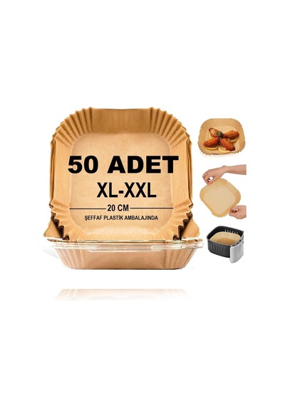 Ayrex Baker Home Airfryer Pişirme Kağıdı,xl-xxl Büyük Boy, Kare, 50 Adet Hava Fritöz Parşömen Fırın Kağıdı