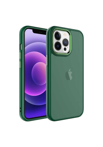 Kilifone - Apple Uyumlu iPhone 13 Pro Max - Kılıf Arkası Buzlu Sert Pc May Kapak - Koyu Yeşil
