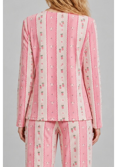 Kadın Bol Paça Relaxed Pembe Pijama Takımı 4692
