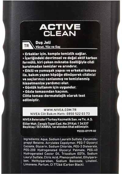 Nivea Men Active Clean Aktif Karbon Duş Jeli 500 ML