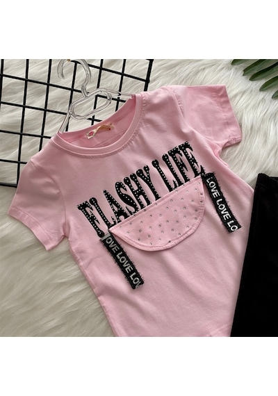 Turuncu Gardrop Flashy Life Taytlı Kız Çocuk Takım Pembe