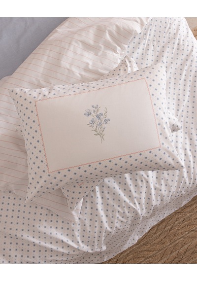 Madame Coco Georgette Tek Kişilik %100 Pamuk Ranforce Baskılı Çarşaflı Nevresim Takımı - Mavi/pembe 8684427335376 Çok Renkli
