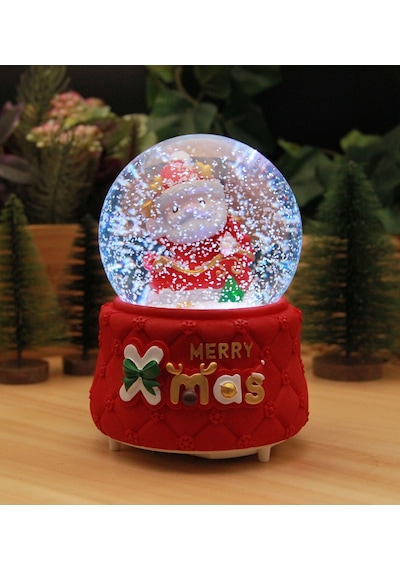 Yılbaşı Noel Babalı Kar Küresi Christmas Işıklı, Müzikli Ve Kar Motorlu Mega Boy Kar Küresi Premium