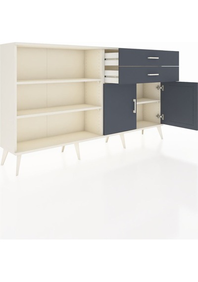 Arges Konsol 3 Raflı 2 Çekmeceli 2 Kapaklı 176x30x99 Aytaşı-antra Aytaşı-antrasit