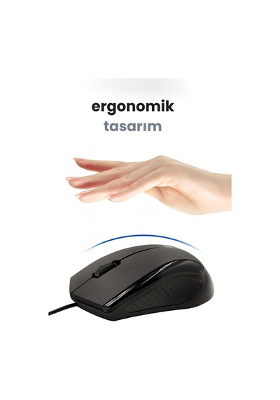 Concord Usb Kablolu 3d Optik Mouse 3 Tuş, Yüksek Dpı Hassasiyetli Bilgisayar Mouse C29mousesiyah