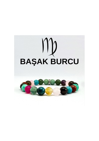 Başak Burcu Bilekliği 8mm Doğaltaş Bileklik - 21 Cm Çok Renkli