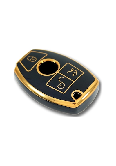 Lüx Mercedes Benz 2001-2016 Arası Be Tipi Nano Anahtar Kılıfı Siyah Gold Altın Renk