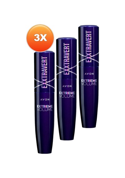 Avon Exxtravert Ekstra Hacim Veren Maskara 9 ML Blackest Black 3'lü