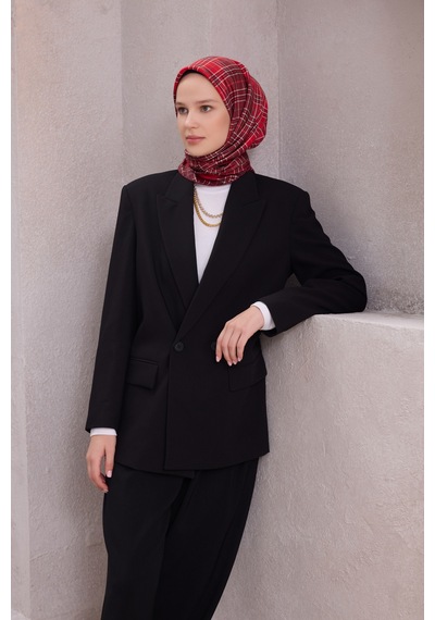BELLİ Ekose Desen İpek Twill Eşarp 4218d01 Kırmızı - 85