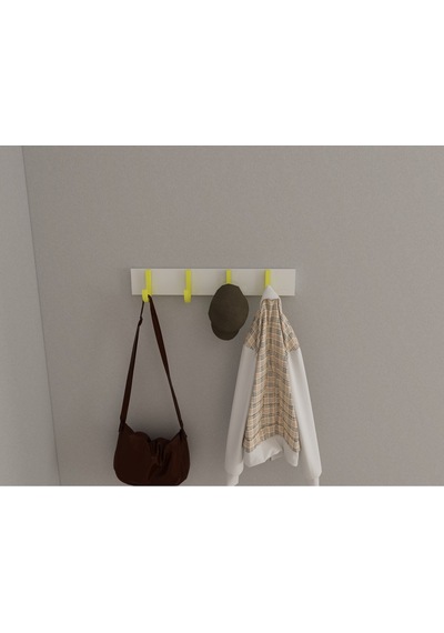 Hepsi3boyutlu Modern Duvar & Kapı Baston Askılık - 4 Adet Sarı J Askılık - Model No : 6 Sarı