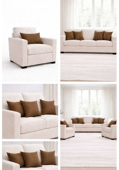 Kadife Dokulu Kahverengi Kırlent Yastık Kılıfı 2 Adet 45 X 45 Cm Açık Kahverengi