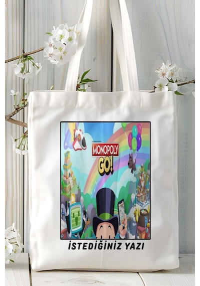 Art Hediye Monopoly Go Oyun Baskılı Omuz Çanta Kişiye Özel Model 1 Çok Renkli