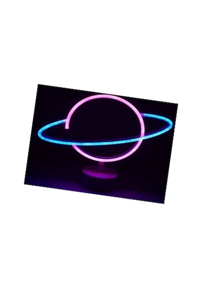 Neon Işıklı Satürn Lamba Pil+usb Mz-503 Evimdeyokyok Çok Renkli