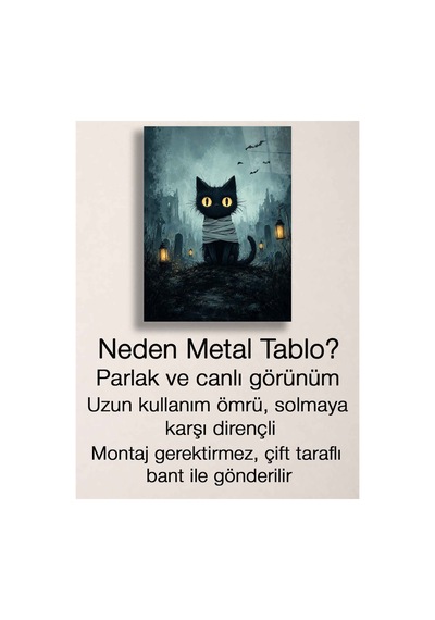 Mumya Kedi Ve Mezarlık Baskılı Metal Tablo Halloween Wall Art Cadılar Bayramı Dekoru Çok Renkli - 909186262 Çok Renkli - 909186262 Çok Renkli