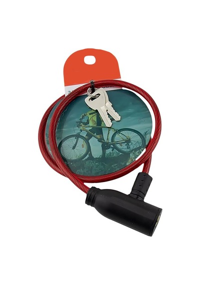 Anahtarlı Bisiklet & Motosiklet Kilidi 11x80 Cm Çelik Tel Bisiklet Bebek Arabası Motor Kilidi Kırmızı