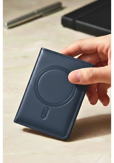 Constraın - Magsafe İle Uyumlu Deri Kartlık Cüzdan - Lacivert
