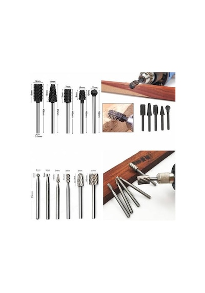 Mini Gravür Makinası İçin Ahşap Oyma Törpüleme Delme Eğe Freze Uç N11.892