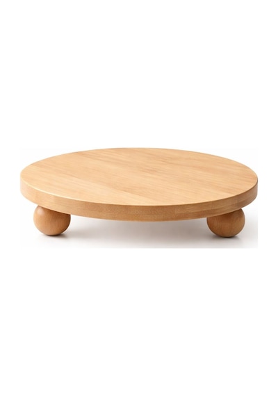 Bambu Top Mantar Ayaklı Yuvarlak Sunumluk 25x25 Cm Şık Pasta & Tatlı Servis Tabağı Kahverengi