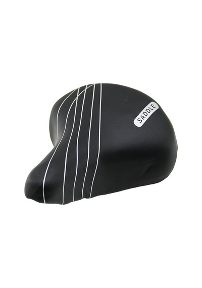 İbico İ18-001 Bisiklet Selesi 20.5x24 Cm - Büyük Geniş Yaylı Oturak Siyah Beyaz Çizgi Desenli