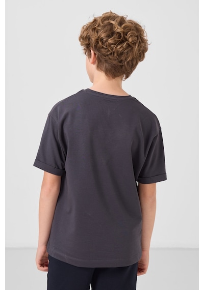 Tommylife Antrasit Pamuklu Yumuşak Dokulu Oversize Baskılı Erkek Çocuk T-shirt - 11301 Antrasit
