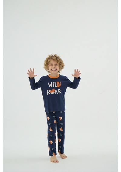 Zeyzey 8955 Erkek Ç. Baskılı Pijama Takım Lacıvert/3-4yas Lacivert