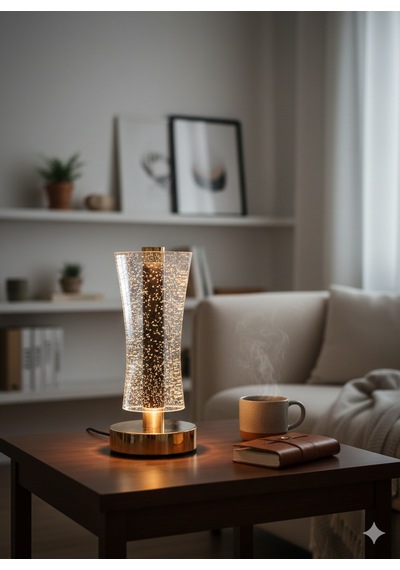 Şarjlı Dekoratif Camlı Masa Lambası - 3 Modlu Led Aydınlatma Renkli