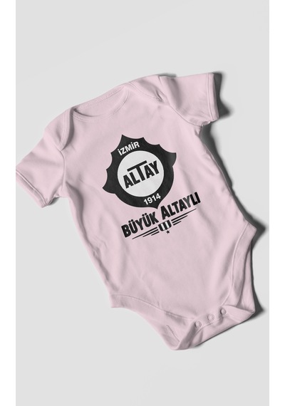 Morivokids Büyük Altaylı Altayspor Kısa Kollu Bebek Body %100 Pamuk Bebe Pembe