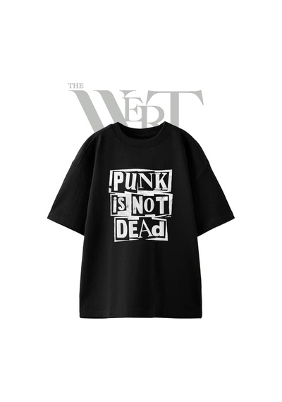 Thewert Punk Slogan Tasarım Baskılı Ünisex Siyah Oversize T-shirt
