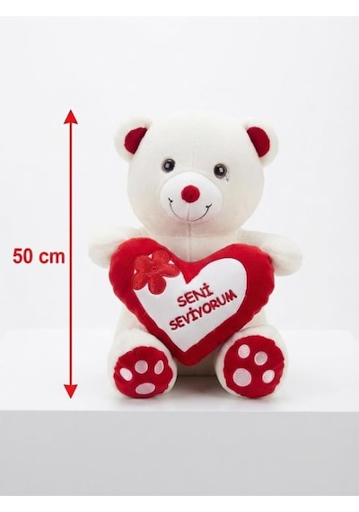 Kalpli Beyaz Peluş Ayı 50cm Sevimli Konforlu: Peluş Uyku Yastığı Ve Sarılma Arkadaşı Dekoratif Oyuncak