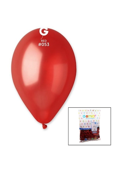 Gm-110-53 Metalik - Kırmızı Balon 11&apos &apos - 28cm - 100 Parça Çok Renkli