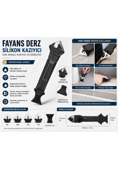 Fayans Derz Silikon Kazıyıcı Ve Uygulama Aparatı