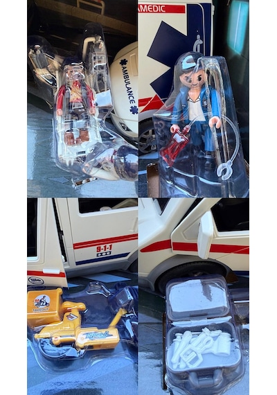 Oyuncak Ambulans Araba 5ın1 Set Metal Açılabilir Kapılar Gerçekçi Tasarım Eğitim Oyunu Beyaz - Kırmızı