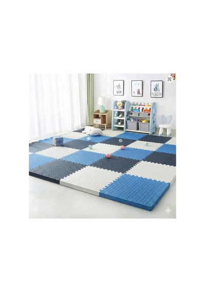 24'lü Puzzle Set Eva Tatami Minder Zemin Kaplama Oyun Spor Halısı 50x50 13M Lacivert - Mavi - Beyaz