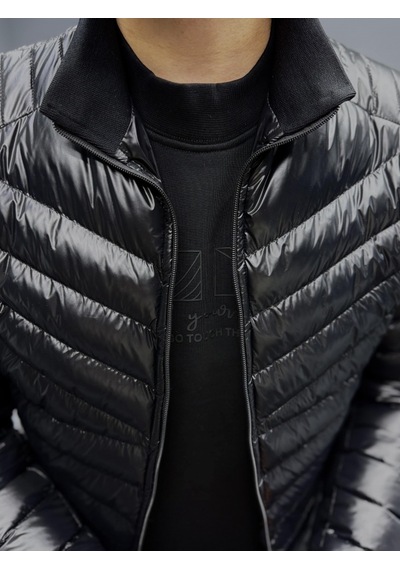 Avni Ceylan Erkek Parlak Şık Slim Fit Kışlık Şişme Mont Siyah