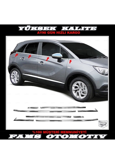 Opel Crossland X Paslanmaz Krom Cam Alt Çıta 8 Prç 2017 Üzeri