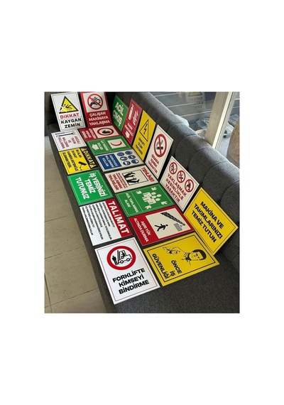 İşletme Uyarı Seti 20 Adet A4 21x30 Cm İsg Uyarı İkaz Levhası 3 Mm Dekota Üzeri Folyo Baskı