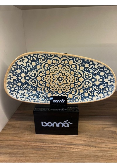 2'li Şık Alhambra Vago Rectangular Plate 36 Cm Oval Servis / Sunum Tabağı/salata Tabağı Çok renkli