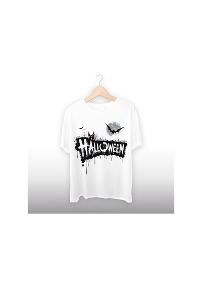 Halloween Yazılı Unisex Tişört Beyaz