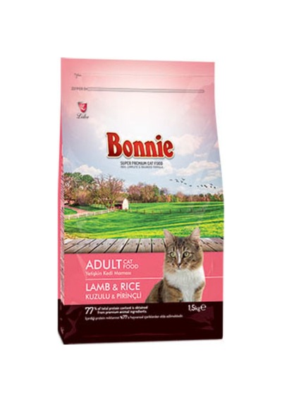 Bonnie Adult Kuzu Etli Pirinçli Kedi Maması 1,5 Kg - 5 Adet Tarı