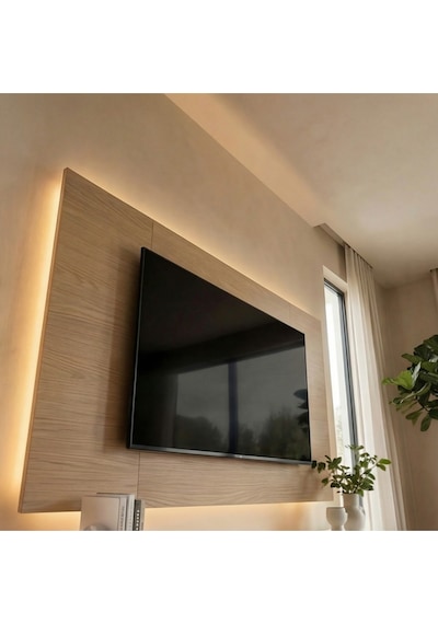 Purelıne Ledli Duvar Tv Ünitesi 180 Cm Beyaz-meşe 140 Cm