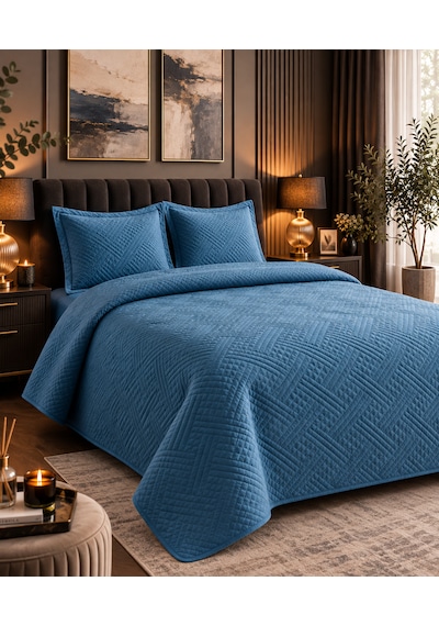 Kapreo Home Çift Kişilik Washed Yatak Örtüsü Seti 260x240 Cm Yumuşak Dokulu, Kapitoneli, Modern Geometrik Desenli Turkuaz Kapreo Home Çift Kişilik Washed Yatak Örtüsü Seti 260x240 Cm Yumuşak Dokulu, Kapitoneli, Modern Geometrik Desenli Turkuaz