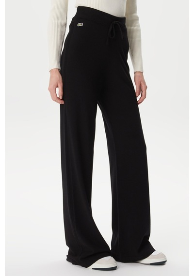 Lacoste Women's Straight Fit Black Trousers Kadın Düz Kesim Pantolon Siyah